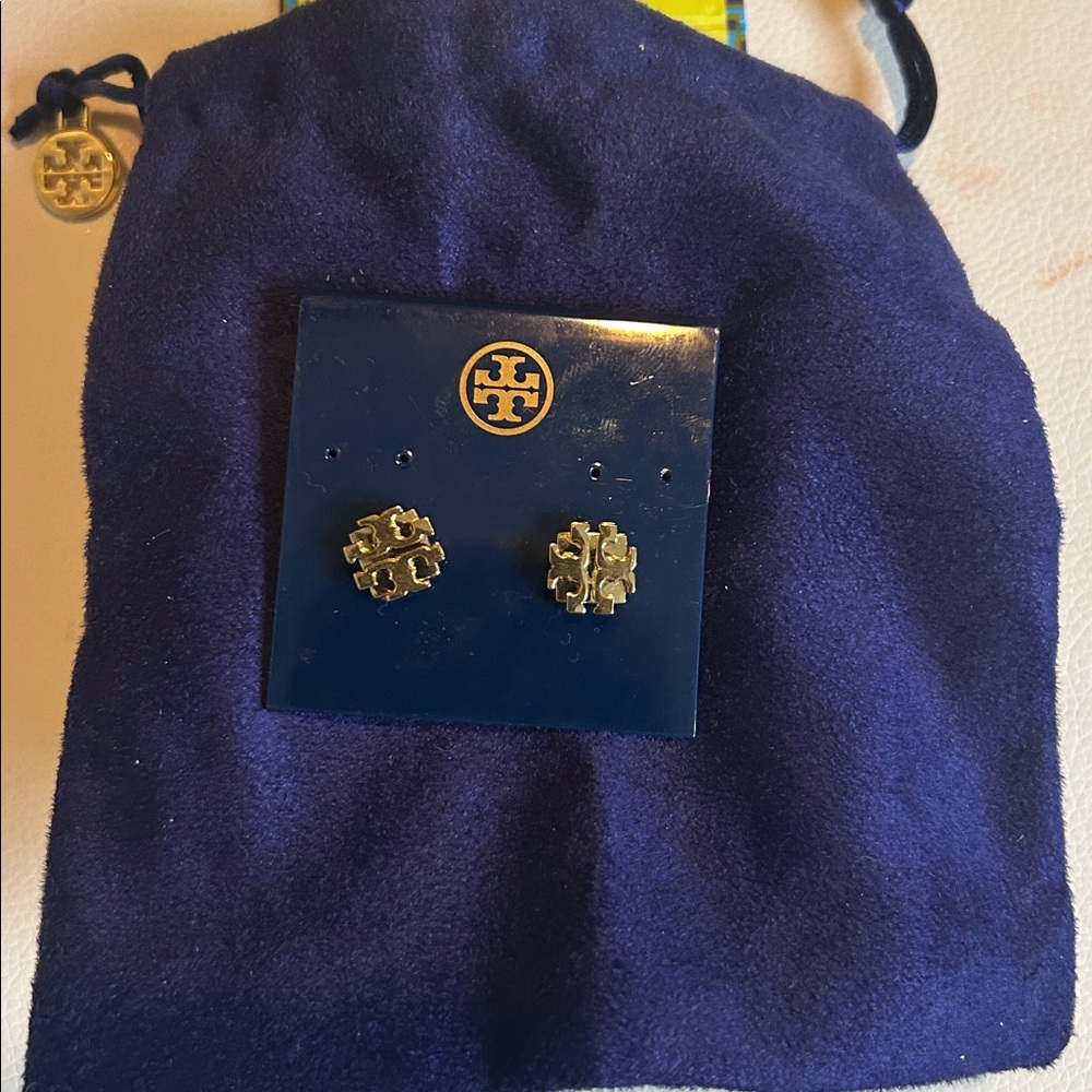 Tory Burch Gold Logo Stud Earrings